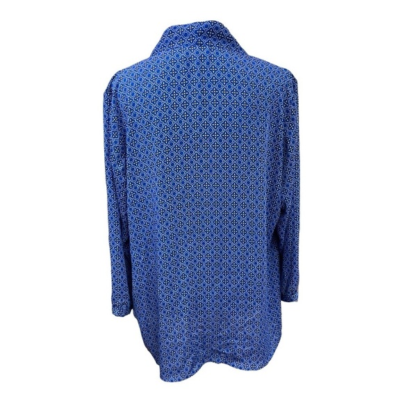 Laundry Shelli Segal Blouse Size XLarge Blue & White Long Sleeve Geometric
Тор - Picture 3 of 10